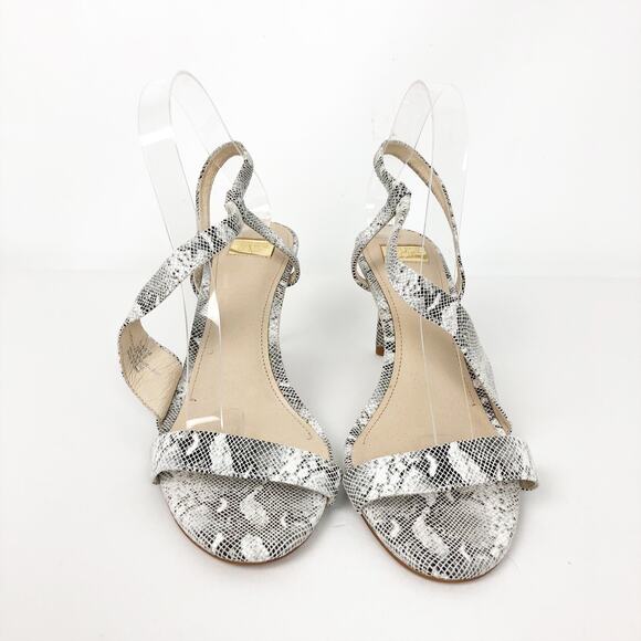 Louise et Cie Womens Kass Sandal 9 Gray White Snakeskin Stiletto Heels EUC - Picture 3 of 12